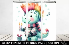 Cute Watercolor Dinosaur Birthday 20 Oz Tumbler Product Image 2