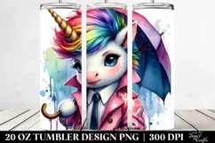 Cute Unicorn Revolted Raincoat Umbrella | 20 oz Tumbler Product Image 2