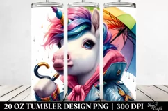 Cute Unicorn Revolted Raincoat Umbrella | 20 oz Tumbler Product Image 2