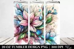 Abstract Magnolia Stained Watercolor | 20 oz Tumbler Product Image 2