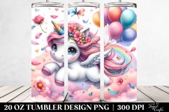 Watercolor Baby Unicorn Tumble | 20 oz Tumbler Product Image 2