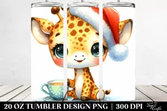 Watercolor Giraffe with Santa Hat, High-Res 20 Oz Tumbler Product Image 2