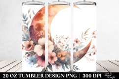Watercolor Half Moon Flowers Tumbler Product Image 2