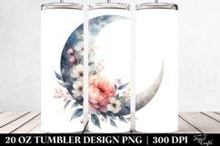Watercolor Half Moon Flowers Tumbler Product Image 2