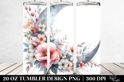 Watercolor Half Moon Flowers Tumbler Product Image 2