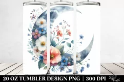 Watercolor Half Moon Flowers Tumbler Product Image 2