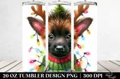 Colorful Malinois with Reindeer Horns, Transparent 20 Oz Product Image 2