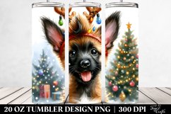 Colorful Malinois with Reindeer Horns, Transparent 20 Oz Product Image 2