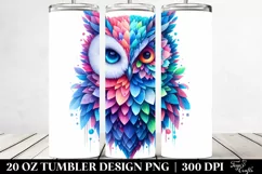 Vibrant Watercolor Ice Owl | 20 oz Tumbler Product Image 2