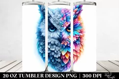 Vibrant Watercolor Ice Owl | 20 oz Tumbler Product Image 2