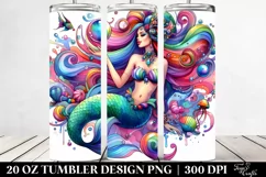 Funny Mermaid Vibrant Drawing | 20 oz Tumbler Product Image 2