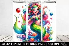 Funny Mermaid Vibrant Drawing | 20 oz Tumbler Product Image 2
