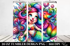 Funny Mermaid Vibrant Drawing | 20 oz Tumbler Product Image 2