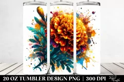 Colorful Watercolor Marigold Tumbler Design Product Image 2