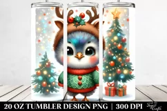 Colorful Peacock with Reindeer Horns, Transparent 20 Oz Product Image 2