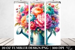 20 Oz Tumbler Sublimation | Colorful Peony Watering Can Product Image 2