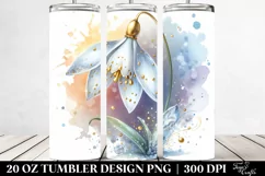 Golden Snowdrop Watercolor Tumbler Design Product Image 2