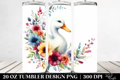Colorful Watercolor Duck Floral Frame | 20 Oz Tumbler Product Image 2