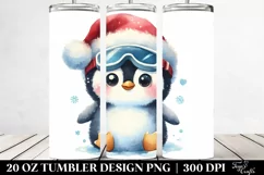 Winter Penguin with Santa Hat, Transparent 20 Oz Tumbler Product Image 2
