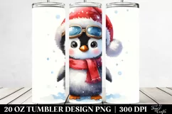 Winter Penguin with Santa Hat, Transparent 20 Oz Tumbler Product Image 2
