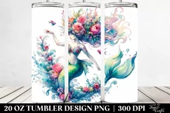 dancing Mermaid Floral Wreath | 20 oz Tumbler Product Image 2