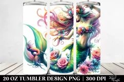 dancing Mermaid Floral Wreath | 20 oz Tumbler Product Image 2