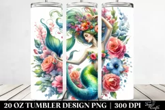 dancing Mermaid Floral Wreath | 20 oz Tumbler Product Image 2