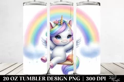 Cute Baby Unicorn Swinging from Rainbow | 20 Oz Tumbler Product Image 2