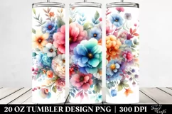 Colorful Flower Watercolor Tumbler Design Product Image 2