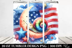 Cute Baby Snail Sleeping on Moon in USA Flag Colors | 20 oz Product Image 2