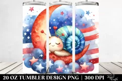 Cute Baby Snail Sleeping on Moon in USA Flag Colors | 20 oz Product Image 2