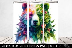 Colorful Bear and Flowers 20 oz Tumbler Design Product Image 2