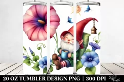 Cute Gnome in the Air with Morning Glory | 20 oz Tumbler Product Image 2