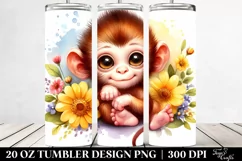 a Cute Colorful Small Baby Monkey | 20 Oz Tumbler Product Image 2