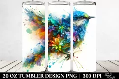 Abstract Vibrant Watercolor Bird Tumbler Design Product Image 2