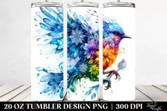 Abstract Vibrant Watercolor Bird Tumbler Design Product Image 2
