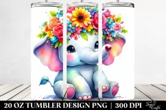 sitting Elephant Flower Crown Tumbler | 20 oz Tumbler Product Image 2