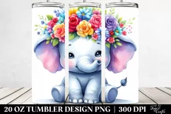 sitting Elephant Flower Crown Tumbler | 20 oz Tumbler Product Image 2