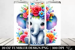 sitting Elephant Flower Crown Tumbler | 20 oz Tumbler Product Image 2