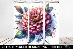 20 Oz Tumbler Sublimation | Zinnia Watercolor Splash Product Image 2