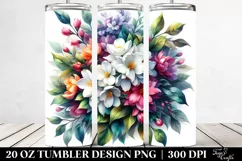 20 Oz Tumbler Sublimation | Colorful Jasmine Bouquet | Product Image 2