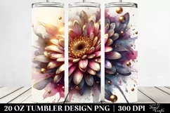 Glossy Gerbera Watercolor Splash | 20 Oz Tumbler Product Image 2