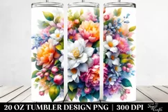 20 Oz Tumbler Sublimation | Colorful Jasmine Bouquet | Product Image 2