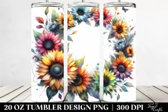 Colorful Sunflower Round Frame | 20 Oz Tumbler Product Image 2
