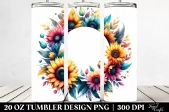 Colorful Sunflower Round Frame | 20 Oz Tumbler Product Image 2
