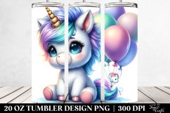 Cute Baby Unicorn With Balloons | 20 Oz Tumbler Product Image 2