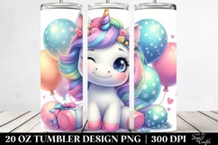 Winking Baby Unicorn Balloons Tumbler Product Image 2