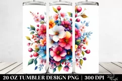 20 Oz Tumbler Sublimation | Colorful Cherry Blossom Bouquet Product Image 2