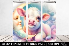 Pastel Baby Cow Smiling Moon 20 oz Tumbler Design Product Image 2