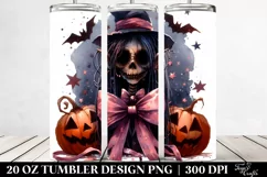 Washed Halloween Creepy Bow | 20 oz Tumbler Product Image 2